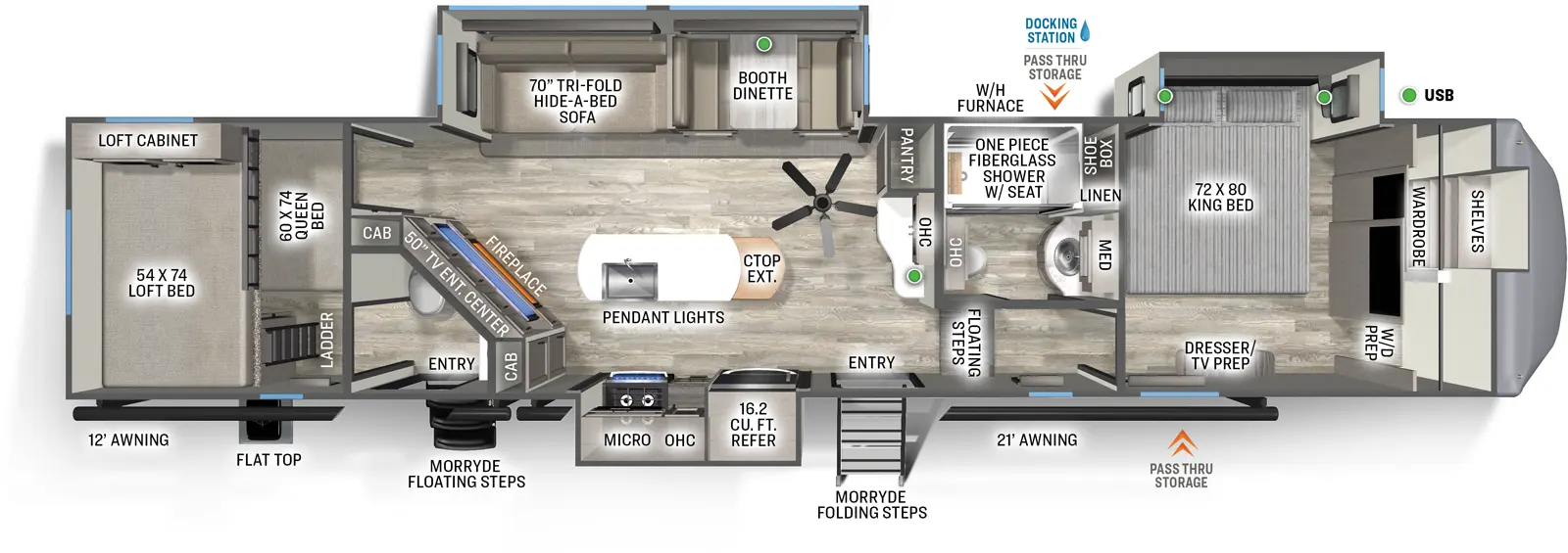 Sandpiper Fifth Wheels 3550BH Floorplan